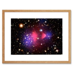 Artery8 Wall Art Print Hubble Space Astronomy Visible-Light X-Ray Composite Image Galaxy Cluster 1E 0657-556 Created Dark Matter Clumps Blue & Pink - thumbnail 1