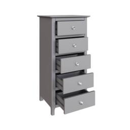 FWStyle Pair Of Grey Palma 5 Drawer Chest Of Drawers Ready Assembled - thumbnail 2