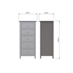 FWStyle Pair Of Grey Palma 5 Drawer Chest Of Drawers Ready Assembled - thumbnail 4