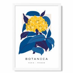 ARTZE Abstract Yellow & Blue Hydrangea Flower Market Gallery Framed Print SIZE: A3 with White Frame - Size: A4 - thumbnail 1