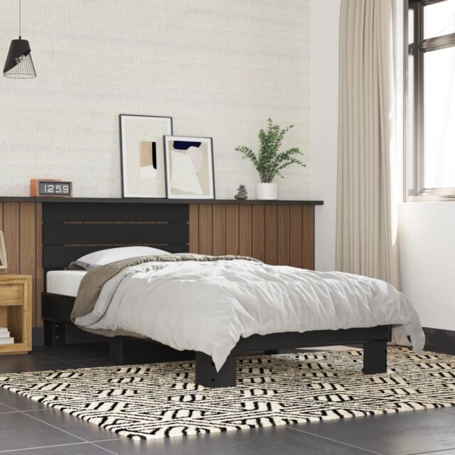 Berkfield Home Bed Frame without Mattress Black 75x190 cm Small Single - image 1