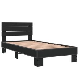 Berkfield Home Bed Frame without Mattress Black 75x190 cm Small Single - thumbnail 3