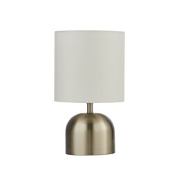 Lighting Collection Satin Silver White Shade Touch Table Lamp - thumbnail 3