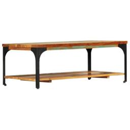 Berkfield Home Durable Coffee Table with Shelf 100x60x35 cm Solid Reclaimed Wood in Brown - Size: 100 x 60 x 35 cm - thumbnail 1