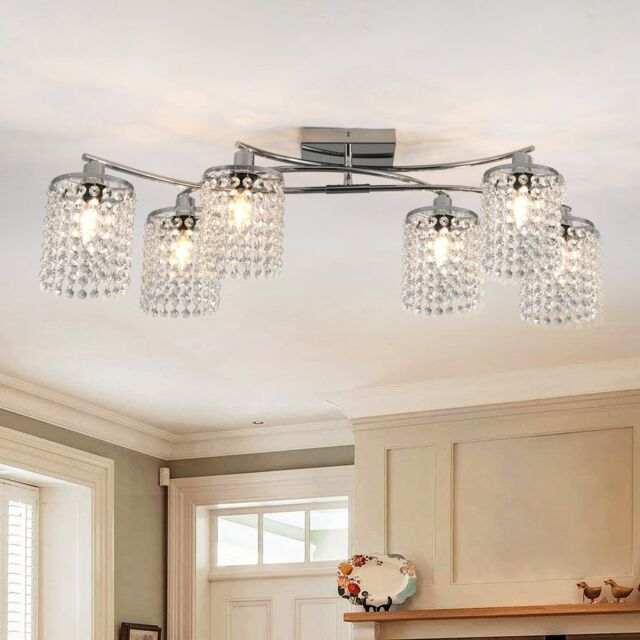 Garwarm 6- Light 89cm Dimmable Crystal Flush Mount in Clear - image 1