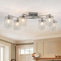 Garwarm 6- Light 89cm Dimmable Crystal Flush Mount in Clear - thumbnail 1