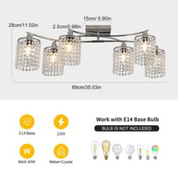 Garwarm 6- Light 89cm Dimmable Crystal Flush Mount in Clear - thumbnail 5