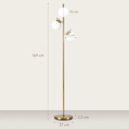 HOMCOM Modern Tree Floor Lamp with 3 Light, for Living Room Bedroom in Gold - thumbnail 3