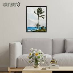 "Artery8 Palm Tree in Nassau Landscape Winslow Homer Framed Canvas Wall Art - Size: W24"" x H32""" - thumbnail 3