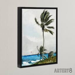 "Artery8 Palm Tree in Nassau Landscape Winslow Homer Framed Canvas Wall Art - Size: W24"" x H32""" - thumbnail 2