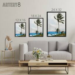 "Artery8 Palm Tree in Nassau Landscape Winslow Homer Framed Canvas Wall Art - Size: W24"" x H32""" - thumbnail 4