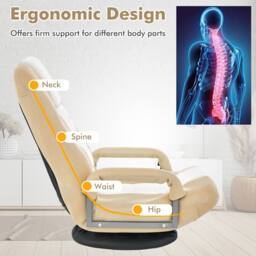 Costway Folding Floor Chair Gaming Chair Adjustable 6-Position Leisure Chair - thumbnail 4