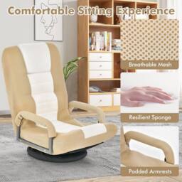 Costway Folding Floor Chair Gaming Chair Adjustable 6-Position Leisure Chair - thumbnail 5