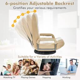 Costway Folding Floor Chair Gaming Chair Adjustable 6-Position Leisure Chair - thumbnail 9