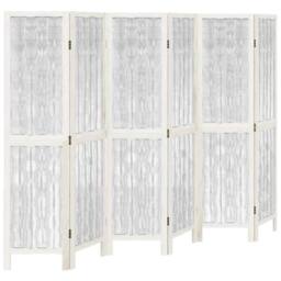 Berkfield Home Room Divider 6 Panels White Solid Wood Paulownia - thumbnail 1