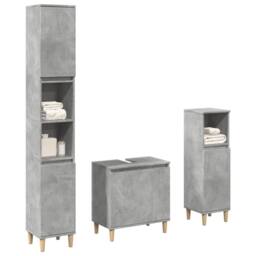 Berkfield Home 3 Piece Bathroom Furniture Set Concrete Grey Engineered Wood - thumbnail 2