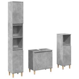 Berkfield Home 3 Piece Bathroom Furniture Set Concrete Grey Engineered Wood - thumbnail 1