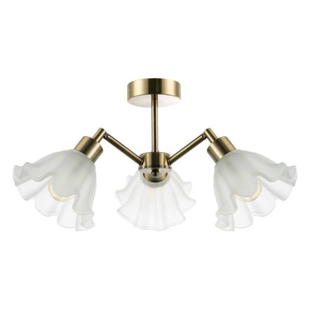 Happy Homewares Traditional Ceiling Light Fitting with Frosted Scallop Glass Shades in Metallic Gold - image 1