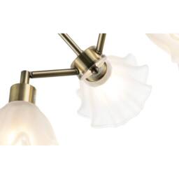 Happy Homewares Traditional Ceiling Light Fitting with Frosted Scallop Glass Shades in Metallic Gold - thumbnail 4