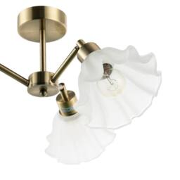 Happy Homewares Traditional Ceiling Light Fitting with Frosted Scallop Glass Shades in Metallic Gold - thumbnail 5