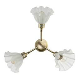 Happy Homewares Traditional Ceiling Light Fitting with Frosted Scallop Glass Shades in Metallic Gold - thumbnail 3