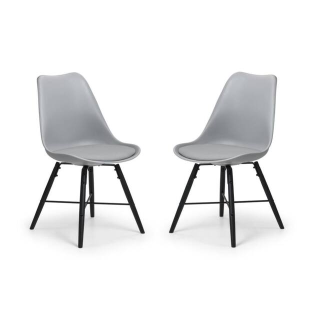 Cheshire Rosedale Elegant Grey Seat & Black Legs Dining Chairs - Set of 2 - image 1