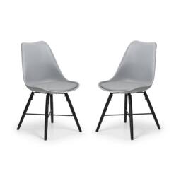 Cheshire Rosedale Elegant Grey Seat & Black Legs Dining Chairs - Set of 2 - thumbnail 1