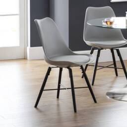 Cheshire Rosedale Elegant Grey Seat & Black Legs Dining Chairs - Set of 2 - thumbnail 4