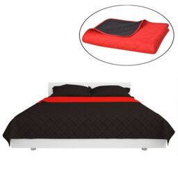 Berkfield Home Double-sided Quilted Bedspread Red & Black 220x240 cm - thumbnail 2