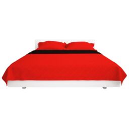 Berkfield Home Double-sided Quilted Bedspread Red & Black 220x240 cm - thumbnail 3