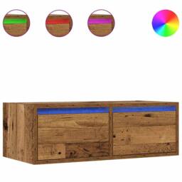 Berkfield Home TV Cabinet with LED Lights Old Wood 75x35.5x25 cm in Brown - thumbnail 1