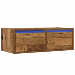 Berkfield Home TV Cabinet with LED Lights Old Wood 75x35.5x25 cm in Brown - thumbnail 3