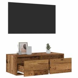 Berkfield Home TV Cabinet with LED Lights Old Wood 75x35.5x25 cm in Brown - thumbnail 5