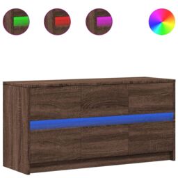 Berkfield Home TV Cabinet with LED Brown Oak 100x34x50 cm Engineered Wood - Size: 100 x 34 x 50 cm - thumbnail 2