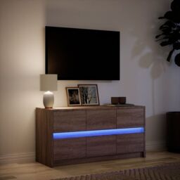 Berkfield Home TV Cabinet with LED Brown Oak 100x34x50 cm Engineered Wood - Size: 100 x 34 x 50 cm - thumbnail 5