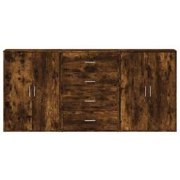 Berkfield Home Sideboards 3 pcs Smoked Oak 60x31x84 cm Engineered Wood in Brown - Size: 60 x 31 x 84 cm - thumbnail 4
