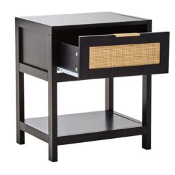 Orsina Rustic Black Wood Side Table, Functional Bed Side Table, Ample Storage Space Of Small Lounge Side Table - thumbnail 5