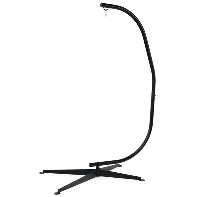 Costway C-Shaped Hammock Chair Stand Solid Hanging Swing Chair Stand in Black - image 1
