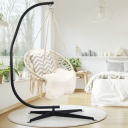 Costway C-Shaped Hammock Chair Stand Solid Hanging Swing Chair Stand in Black - thumbnail 3