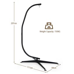 Costway C-Shaped Hammock Chair Stand Solid Hanging Swing Chair Stand in Black - thumbnail 2