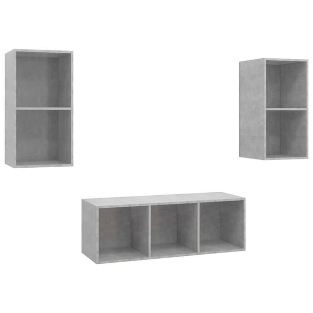Berkfield Home 3 Piece TV Cabinet Set Concrete Grey Engineered Wood - image 1