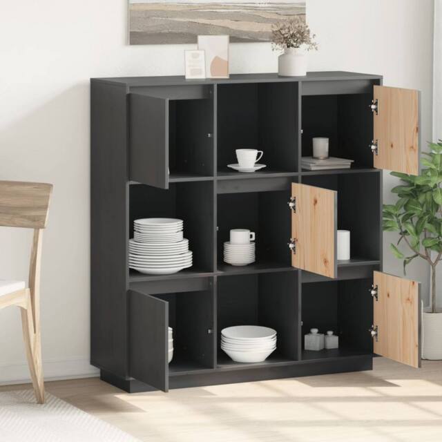 Berkfield Home Highboard Grey 110.5x35x117 cm Solid Wood Pine - image 1