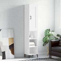 Berkfield Home Highboard White 34.5x34x180 cm Engineered Wood - thumbnail 2