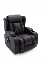 More4Homes Caesar Electric Recliner Bonded Leather 1+3 Seater Sofa Set in Black - thumbnail 3
