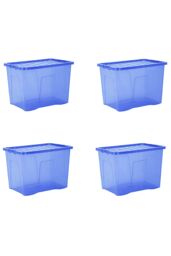 Wham Crystal 8 x 80L Stackable Plastic Storage Boxes with Lids in Blue - thumbnail 4