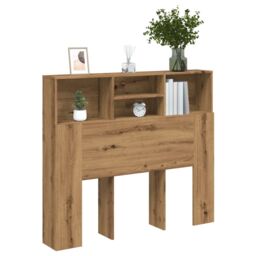 Berkfield Home Headboard Cabinet Artisian Oak 120x19x103.5 cm Engineered Wood in Brown - thumbnail 1