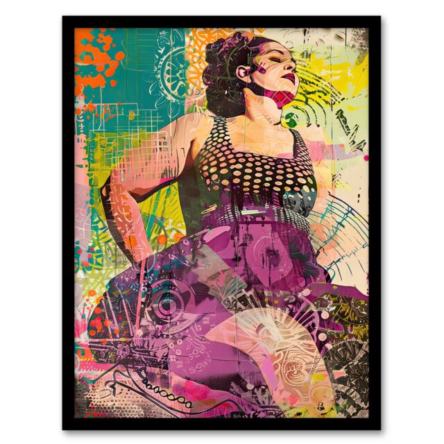 Artery8 Big is Beautiful Bright Colourful Woman Portrait Framed Art Print - Size: A4 - image 1