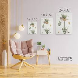 "Artery8 Keizerskroon Tulip & Butterfly Teyler Canvas Wall Art in White - Size: W18"" x H24""" - thumbnail 4