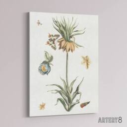 "Artery8 Keizerskroon Tulip & Butterfly Teyler Canvas Wall Art in White - Size: W18"" x H24""" - thumbnail 2