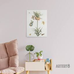 "Artery8 Keizerskroon Tulip & Butterfly Teyler Canvas Wall Art in White - Size: W18"" x H24""" - thumbnail 3
